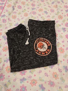 *NFL* Cleveland Browns Women's Black Space-Dye  Joggers with Orange Team Crest